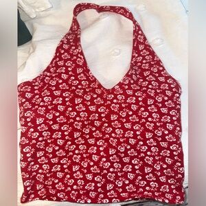 Red floral halter top from Hollister Free Shipping